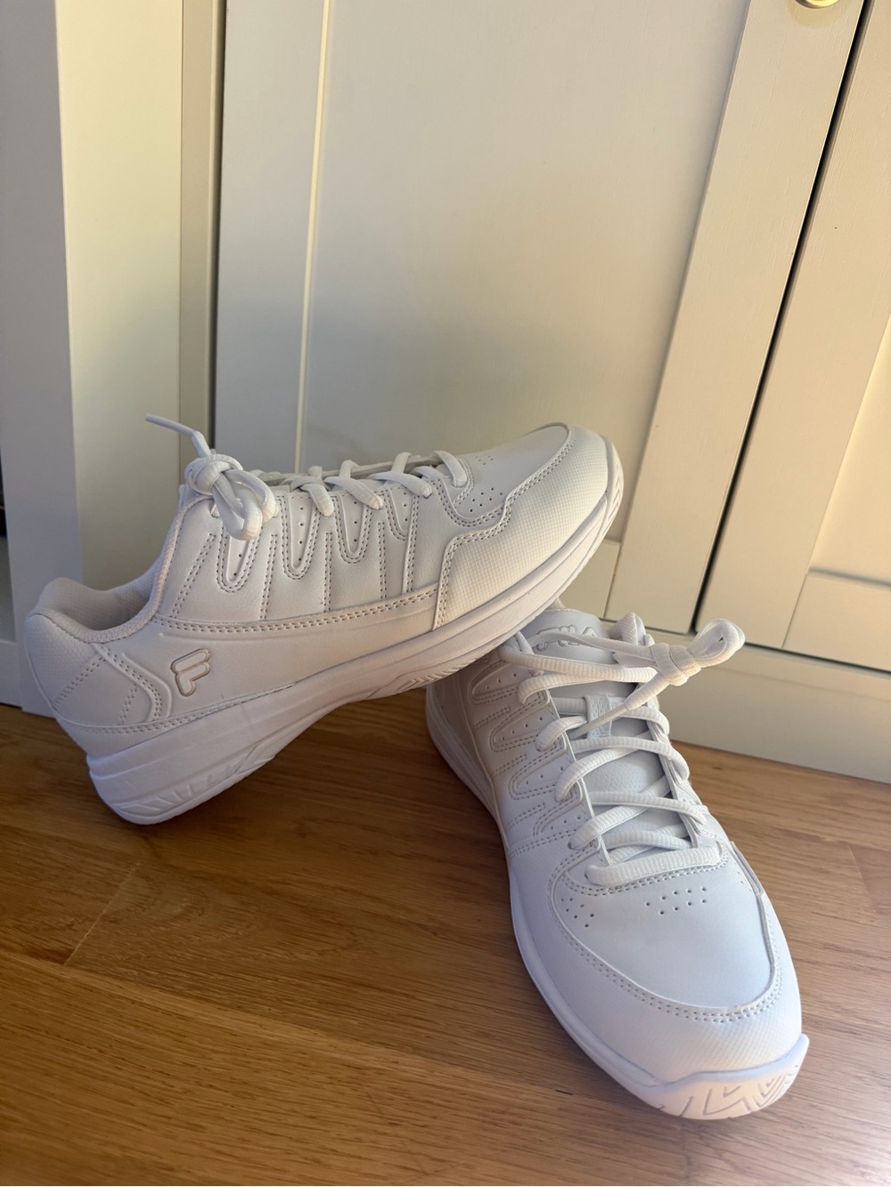 White Lace-Up Athletic Shoes